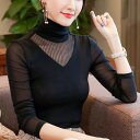 .レース シースルー シアートップス レディース カットソー 長袖 シャツ ハイネックインナー きれいめ 大人 シアートップス 春夏 秋冬 オフィス フォーマル 40代 50代 30代 大きいサイズ オフイスカジュアル シワになりくい 黒 大きいサイズ 透け感 おしゃれ