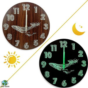 壁掛け時計 夜光時計 掛け時計 夜光 おしゃれ 木目調 静音 デジタル クジラ 連続秒針 ウォールクロック 夜でも見える 蓄光塗料 非 北欧 自宅 寝室