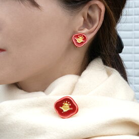 椿 ブローチ｜美濃焼 陶器 赤 白 日本製 花 レッド ホワイト クリスマス 冬 やきもの アクセサリー 陶磁器 タイル ハンドメイド 陶芸作家 駒井香文