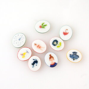 ちいさい絵 ピアス 【美濃焼 陶芸作家 ののむらみなみ やきもの 陶器 陶磁器 アクセサリー ハンドメイド ひと かぶ ねこ とり はな あめ なつ】