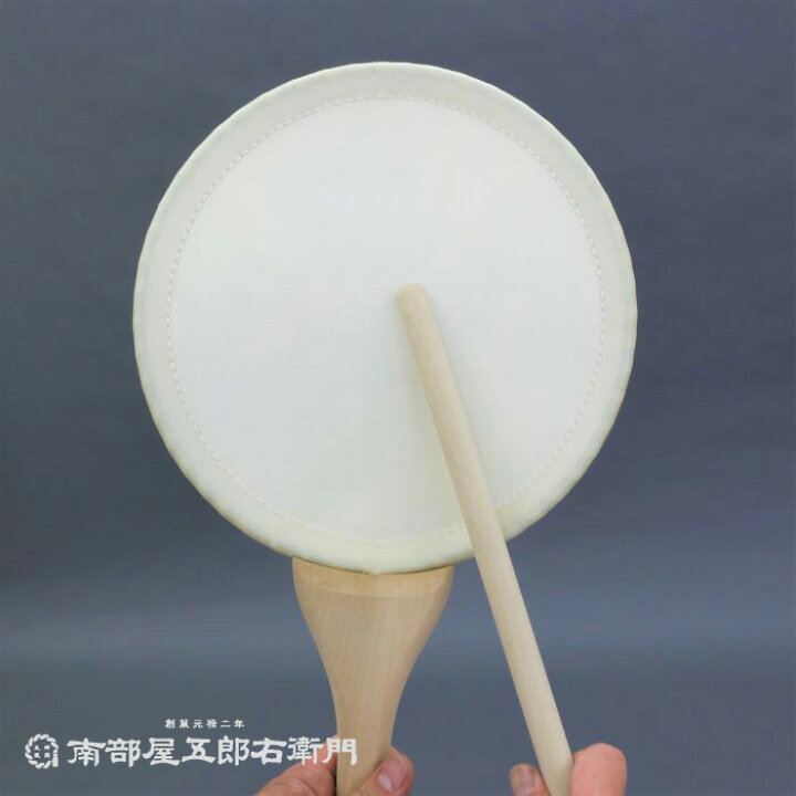 楽天市場】【当店の太鼓職人が製作】団扇太鼓1尺5寸 革面直径45cm ばち 