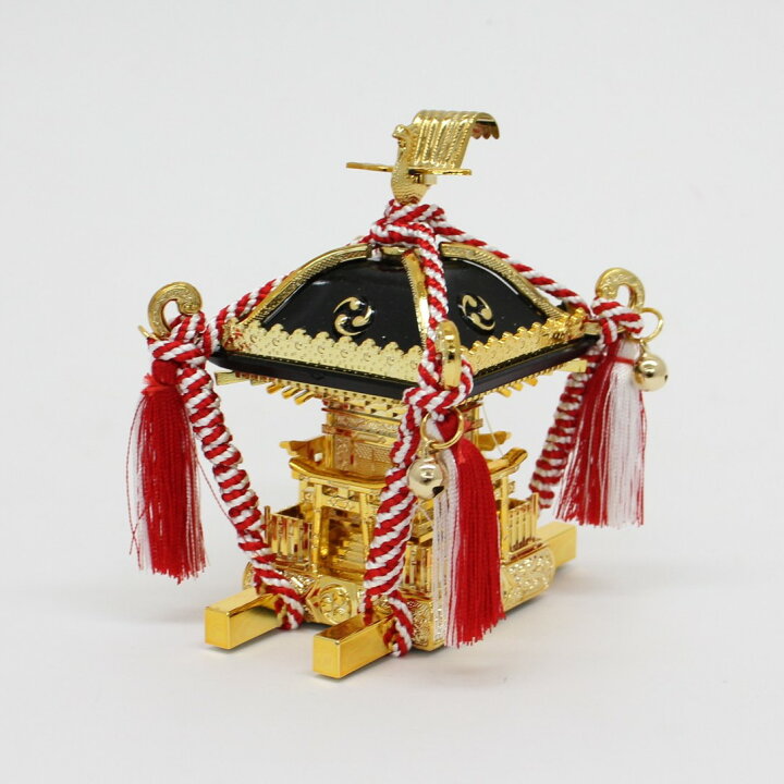 楽天市場】飾りミニ神輿・紅白紐(中) 台輪寸法4,5cmX4,5cm 高さ10cm 