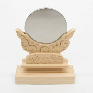 神鏡(台付)2寸 クロームメッキ付 鏡径6cm×総高さ11,2cm神鏡 かがみ ミラー 台付き だいつき 神鏡台 桧製 ひのき 神具 神祭具 神棚 かみだな 祖霊舎用 鋳物 クロームメッキ 国産 日本産