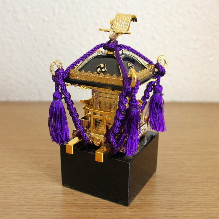 楽天市場】飾りミニ神輿・紫紐(小) 台輪寸法3,4cmX3,4cm 高さ7,5cm  