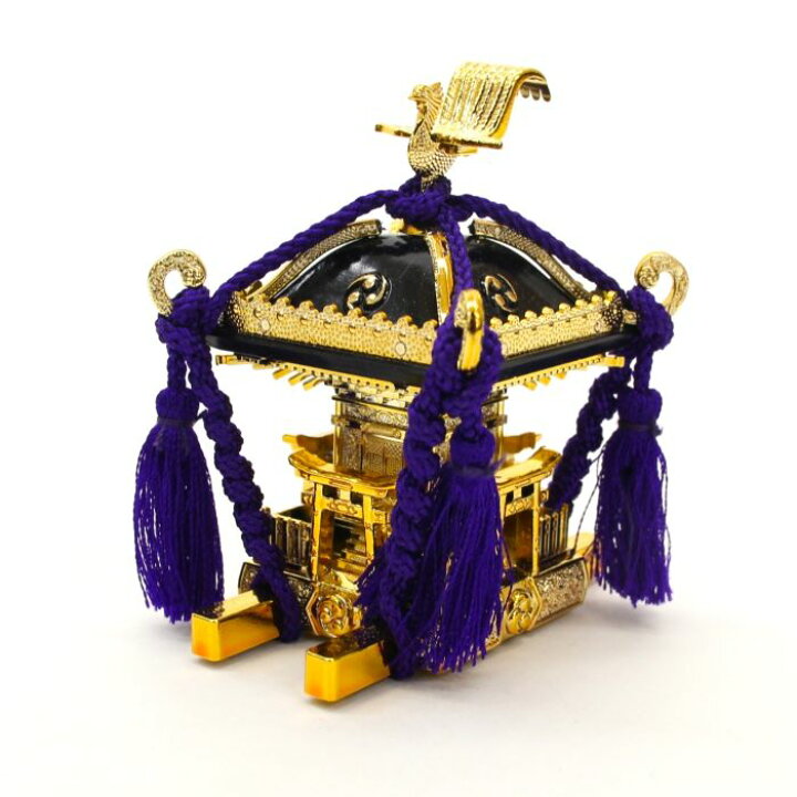 楽天市場】飾りミニ神輿・紫紐(小) 台輪寸法3,4cmX3,4cm 高さ7,5cm 