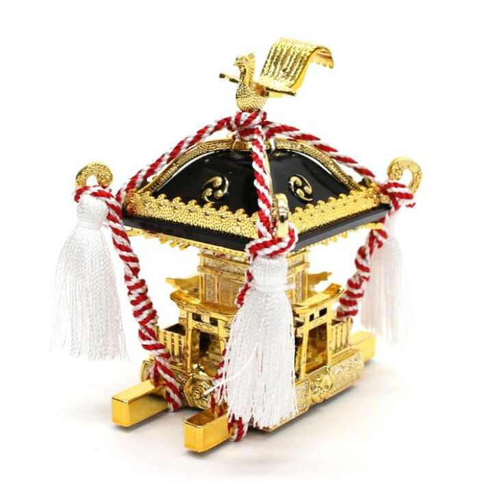 楽天市場】飾りミニ神輿・紅白紐(小) 台輪寸法3,4cmX3,4cm 高さ7,5cm  
