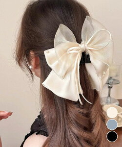 大きめ アクセ 可愛い ヘアクリップ ヘアアレンジ バンスクリップ お洒 オルチャン パール飾り 髪飾り 髪留め リボン レディース