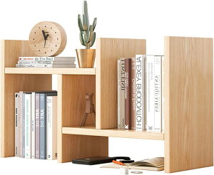 整理整頓 デスク上置き棚 (く 卓上 木製 多種組み立て方式 3種の組み合わせ 本立て 伸縮型 収納ラック ブックスタンド スッキリ