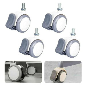 キャスター ネジ式 差し込む式 キャスター 取替え 高耐久性 静音型 4個セット スタンディングデスク用 360度回転 ブレーキ付き