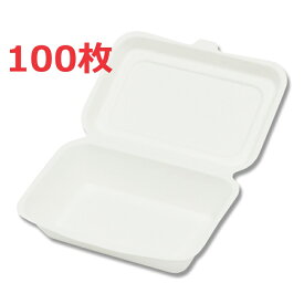 業務用バガスフードパック テイクアウト容器 100枚 蓋付 食品容器 使い捨て食器 ケータリング弁当容器 送料無料