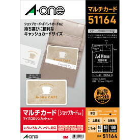 エーワン 51164/51168 マルチカード 厚口 キャッシュカードサイズ 10面 プリンタ兼用紙 白無地 10/100シート 送料無料