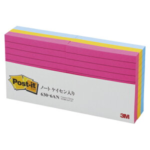 【5set】 ポストイット 付箋 罫線入り ノート ネオン 75×75mm 100枚×6パッド 630-6AN スリーエム 3M