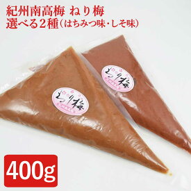 紀州南高梅 つぶれ梅 ねり梅400g　選べる2種（ハチミツ味・しそ梅） ※塩分約8％　紀州 南高梅 梅 はちみつ うめしそ かつお 送料無料