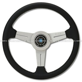 【マラソン期間中！全品2倍以上＆特別クーポン！】NARDI/ナルディ CLASSIC（クラシック） ブラックレザー/シルバースポーク 34φ商品番号：N342