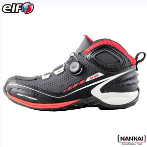 elf エルフ ローカット ライディングシューズ EL016 ブラック/ホワイト