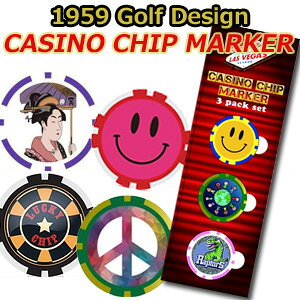 1959 Golf Design �I���W�i�� CASINO CHIP MARKER �J�W�m �`�b�v �S���t �O���[�� �}�[�J�[ 3���p�b�N