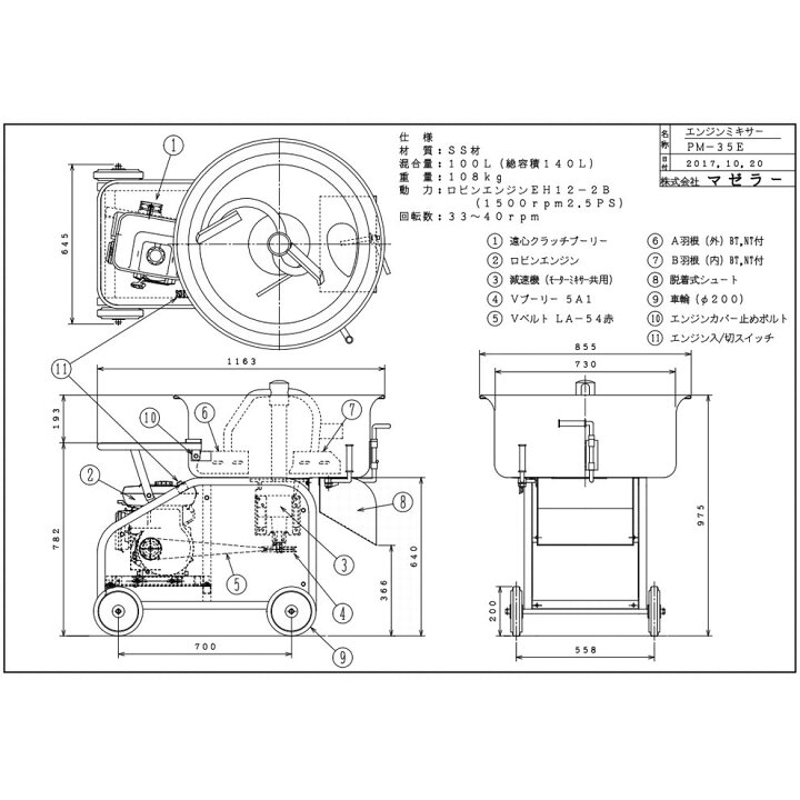 楽天市場】マゼラー 直送 営業所止め可 PM-35E ガソリンエンジン 