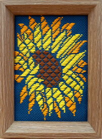 こぎん刺しキット オリジナル「向日葵」ひまわり L判写真サイズ額 コングレス 糸 針 図案 こぎん刺し 夏休み工作 キット 初心者 簡単 手芸キット 手芸セット 手芸用品 趣味 ハンドメイドキット 刺繍キット ひまわり ヒマワリ 花 夏 手作り 手芸 ナンデモヤ 青森