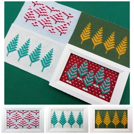 こぎん刺しキット オリジナル 「四季の木々」ミニ額 約7.4cm x 約11cm 春 夏 秋 冬 こぎん 刺し コングレス 糸 針 図案 キット アート 初心者 津軽 こぎん刺し 桜 手芸 作品 ハンドメイド かわいい こぎん糸 刺し糸 布 手芸用品 材料 手作り 手芸 ナンデモヤ 青森