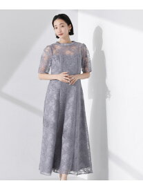 【SALE／30%OFF】kaene/シャイニーエンブロイダリーレースドレス NANO universe ナノユニバース ワンピース・ドレス ワンピース グレー イエロー【RBA_E】【送料無料】[Rakuten Fashion]