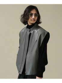 【SALE／80%OFF】VEGAN LEATHER フルZIPベスト NANO universe ナノユニバース トップス ベスト・ジレ ブラック グレー【RBA_E】[Rakuten Fashion]