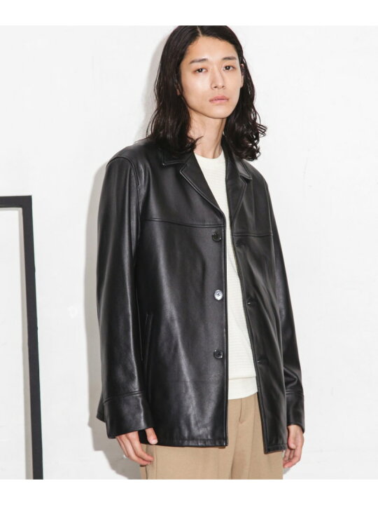 ナノユニバース 23aw ラムレザー カーコート M