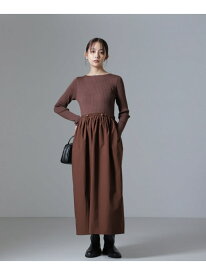 【SALE／55%OFF】リブニット*タフタドッキングワンピース NANO universe ナノユニバース ワンピース・ドレス ワンピース ブラック ブラウン【RBA_E】【送料無料】[Rakuten Fashion]