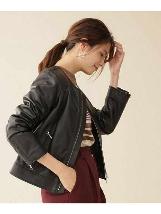 楽天市場】【SALE／50%OFF】イタリアンレザーノーカラーブルゾン NANO  