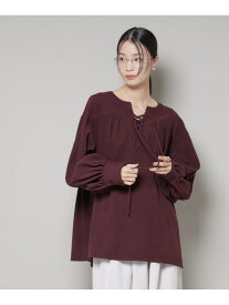 【SALE／50%OFF】レースアップギャザープルオーバーブラウス NANO universe ナノユニバース トップス シャツ・ブラウス ホワイト ブラウン ベージュ【RBA_E】[Rakuten Fashion]