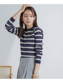 【SALE／50%OFF】ランダムリブボーダーニットトップス(セットアップ可) NANO universe ナノユニバース トップス ニット ホワイト ネイビー【RBA_E】【送料無料】[Rakuten Fashion]