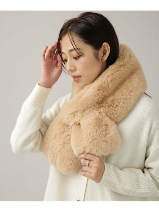 楽天市場 Web限定 フェイクファーミニマフラー Nano Universe ナノユニバース ファッショングッズ マフラー スヌード グレー ベージュ Rakuten Fashion Nano Universe