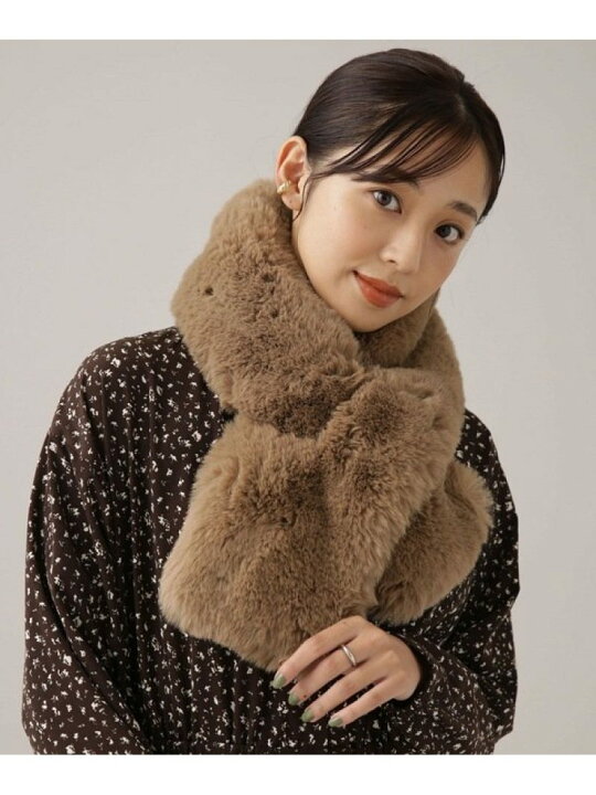 楽天市場 Web限定 フェイクファーミニマフラー Nano Universe ナノユニバース ファッショングッズ マフラー スヌード グレー ベージュ Rakuten Fashion Nano Universe