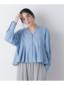 ライトデニムフレアブラウス NANO universe ナノユニバース トップス シャツ・ブラウス ブルー【先行予約】*【送料無料】[Rakuten Fashion]