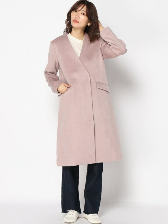楽天市場】【SALE／34%OFF】ウール混ノーカラーVネックコート NANO  