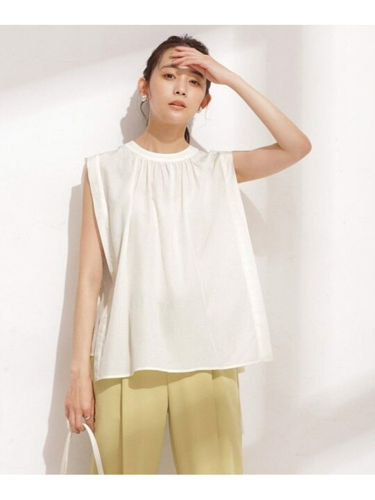 楽天市場】【SALE／40%OFF】ストライプスクエアブラウス ノースリーブ 