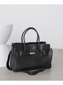 AULENTTI/レザーターンロックモチーフビッグトート NANO universe ナノユニバース バッグ その他のバッグ ブラック【先行予約】*【送料無料】[Rakuten Fashion]