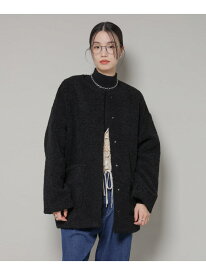 【SALE／30%OFF】ソフトボアノーカラーミドルコート NANO universe ナノユニバース ジャケット・アウター その他のジャケット・アウター ブラック ホワイト グレー【RBA_E】【送料無料】[Rakuten Fashion]