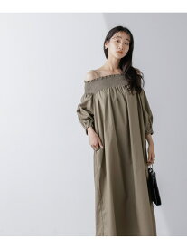 【SALE／65%OFF】2wayシャーリングオフショルダーワンピース NANO universe ナノユニバース ワンピース・ドレス ワンピース ブラウン ブラック ベージュ【RBA_E】[Rakuten Fashion]