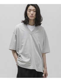 【SALE／60%OFF】LB.04/ワイドカラーVネックTシャツ NANO universe ナノユニバース トップス カットソー・Tシャツ グレー ホワイト【RBA_E】[Rakuten Fashion]