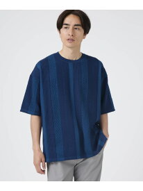 LB.04/ストライプジャガードTシャツ NANO universe ナノユニバース トップス カットソー・Tシャツ グレー ブラック ホワイト ブルー【送料無料】[Rakuten Fashion]