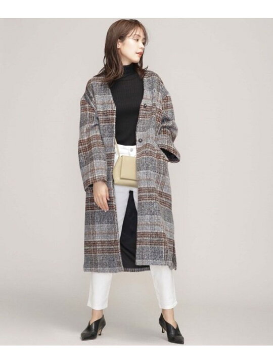 楽天市場】【SALE／50%OFF】シャギーチェックノーカラーコート NANO 