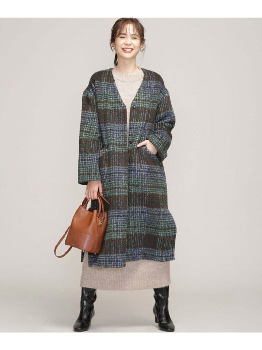 楽天市場】【SALE／50%OFF】シャギーチェックノーカラーコート NANO 