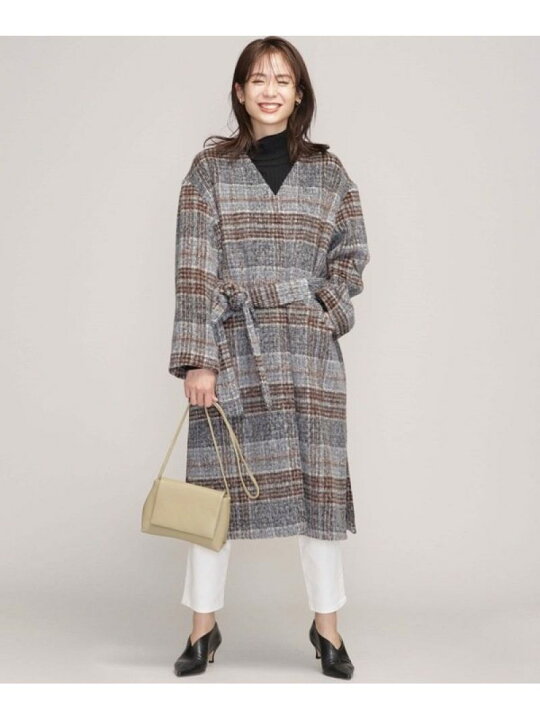 楽天市場】【SALE／50%OFF】シャギーチェックノーカラーコート NANO 