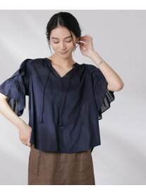 【SALE／40%OFF】made in india コットンフリルスリーブブラウス NANO universe ナノユニバース トップス シャツ・ブラウス ネイビー グレー パープル【RBA_E】【送料無料】[Rakuten Fashion]