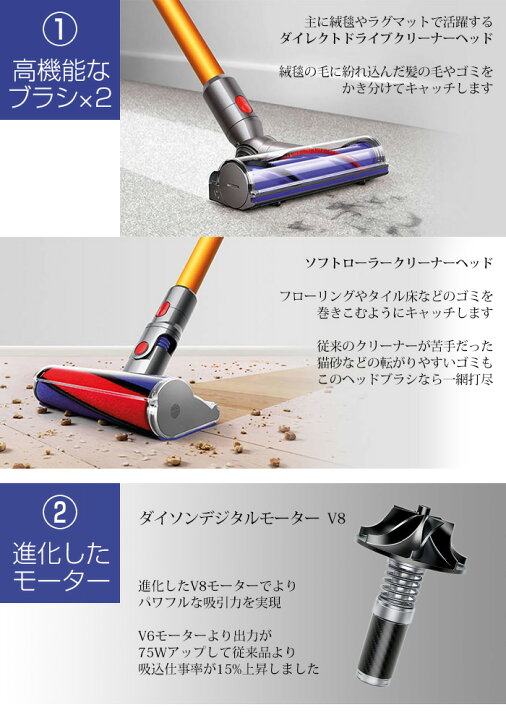 楽天市場】Dyson V8 ダイソン 掃除機 コードレス absolute 最上位機種  