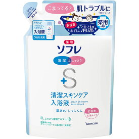 ◇薬用ソフレ 清潔スキンケア入浴液 グリーンフローラル調の香り（微香性） つめかえ用 600mL