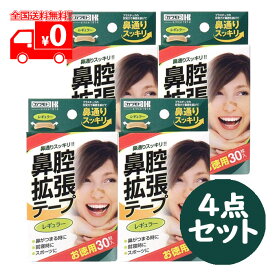 鼻腔拡張テープ レギュラー (30枚入) 4点セット いびき 鼻テープ 花粉症 日本製【カワモト】