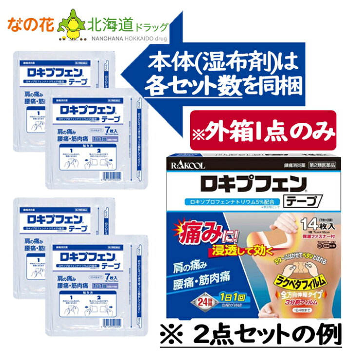 楽天市場】【第2類医薬品】ロキプフェンテープ 14枚入 ロキソプロフェンNa配合 7点セット シップ 湿布【ラクール薬品】 : なの花北海道ドラッグ 楽天市場店 楽天市場】【第2類医薬品】ロキプフェンテープ 14枚入 ロキソプロフェンNa配合 7点セット シップ 湿布【ラクール薬品】 : なの花北海道ドラッグ 楽天市場店