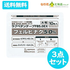 【第2類医薬品】ラクペタンテープFB5.0EX 大判 ラミネート袋(箱なし)10枚入 【ラクール薬品】　フェルビナク5.0％ 3点セット