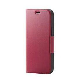 エレコム iPhone 12 mini レザーケース 手帳型 UltraSlim 薄型 磁石付き レッド(PM-A20APLFURD) 目安在庫=△【数量限定】